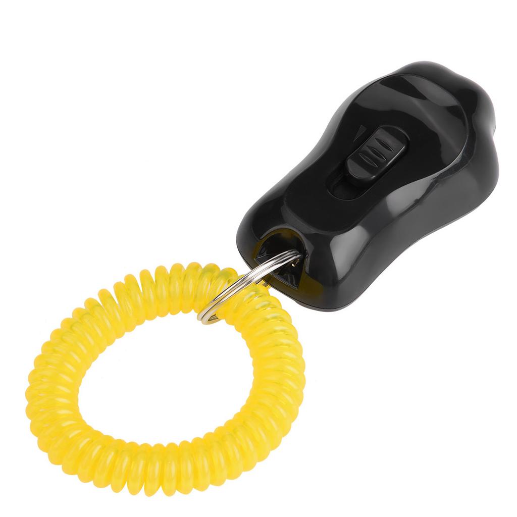 Adjustable 3 Gears Pet Dog Training Clicker Paw Shaped with Wrist Strap for Cats(Black)