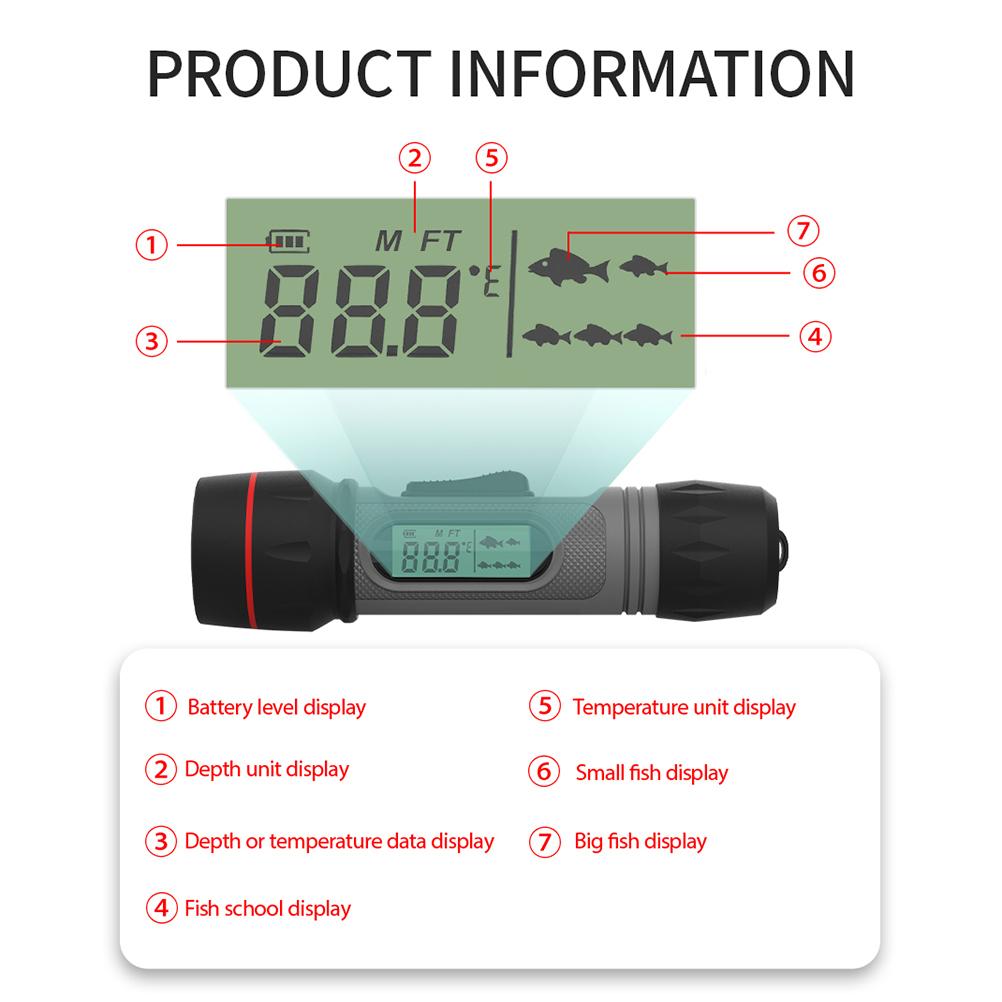 Portable Sonar Fish Finder Waterproof Wireless Bluetooth Depth Finder Ice Fish Finder with Depth Readout Display for