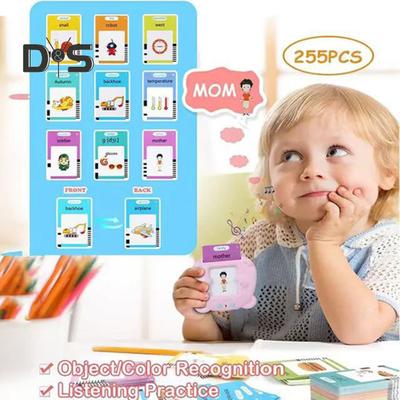 1 Set Talking Flash Card Educational Toy with 112/255 Cards Kids Early Education Machine Travel Preschooler Toddlers ABC Words Reading Learning Toy