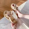 Fashion Slides Open Toe Bow Flip Flops Women's Slippers and Ladies Sandals Outside Shoes on Beach 2024 Flat Pvc 39 Promotion Top Designs