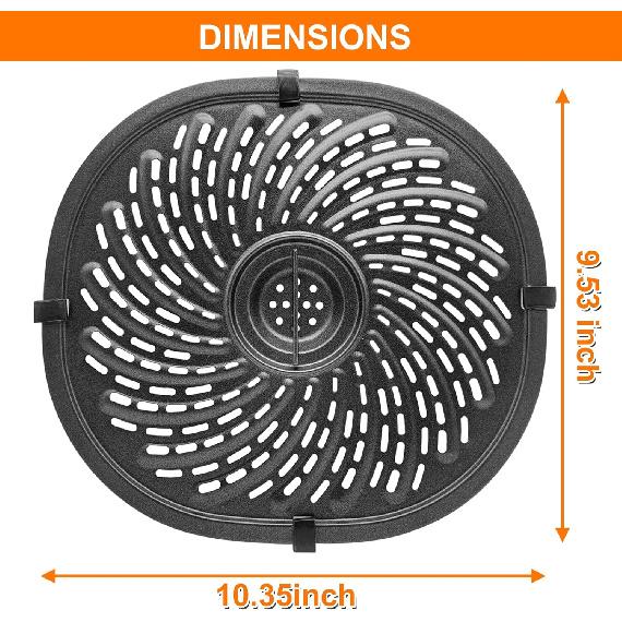 Replacement Parts for PowerXL Vortex 7 QT Air Fryer, Oval 10.3  *9.5   Food Grade Stainless Steel Air Fryer Accessories Grill Pan Grill Plate Crisper