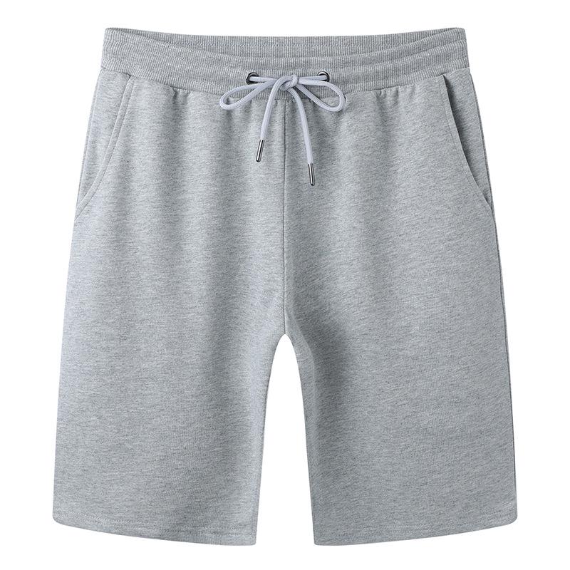 Men's Cotton Casual Elastic Waist Shorts - Breathable, Sweat-Absorbent, Solid Color for Sports, Beach, & Home