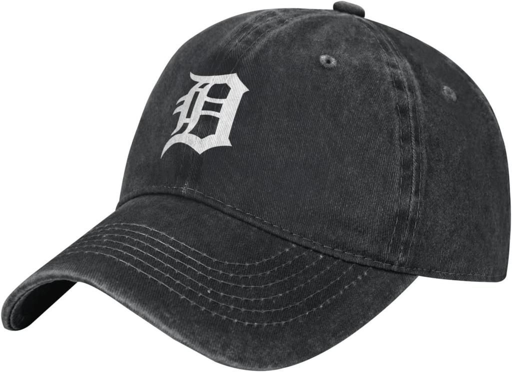 Berretto da Baseball Lettera D di Detroit Cotone Lavato Vintage Regolabile Unisex Cappellino da Papà
