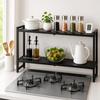 DAIWIN Stove Rack 2-Tier Width Adjustable 4370cm Height 8-Level Shelf Board Additional Compatible Does Not Interfere Gas Valve Rear Spice Black