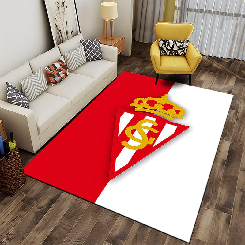 Red and White Crowned Emblem Carpet suitable as a non-slip mat for the living room or bedroom sofa