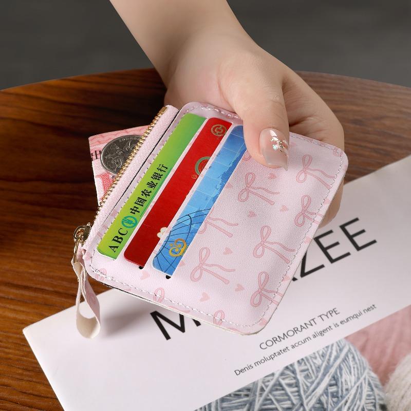 Bow Card Bag Small Card Bag Women's Card Cover Anti-degaussing Zipper Change Bag