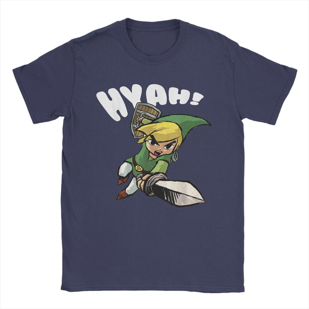 Zeldas Link Hyah Poster T Shirts Unisexs Pure Cotton Novelty TShirts Round Collar Tees Short Sleeve Tops Gift Idea