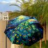 1PC Peacock Starry Night Automatic Umbrella - Suitable Travel Outdoor Portable Umbrella Birthday Gift Daily Essentials