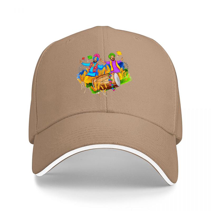 Colorful Carnival Dancers on Drum Baseball Cap Vibrant Street PerforUnisexce Art Design Black Adjustable Hat with White Trim