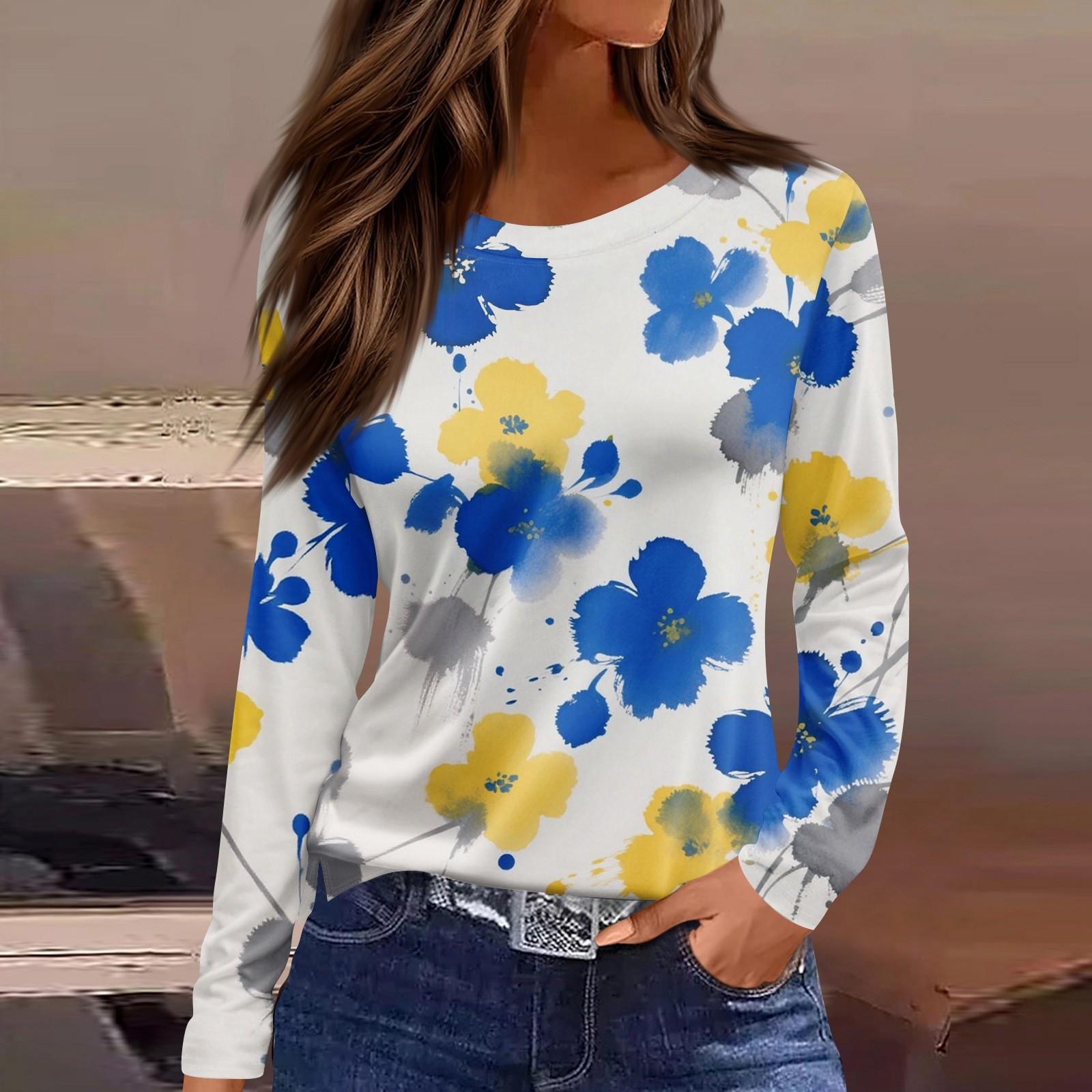 

Женский повседневный топ с длинным рукавом и принтом, с круглым вырезом XL белый