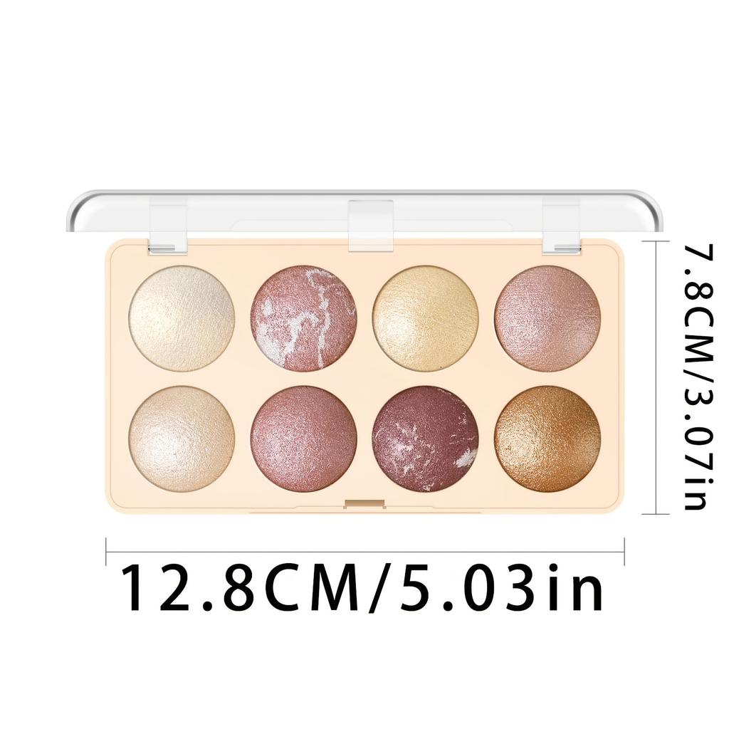 8-Color Highlight Contour Eyeshadow Palette Ultra-Fine Glitter, Moisturizing Luster, Buildable and Waterproof Blush Eyeshadow Multi-use Powder
