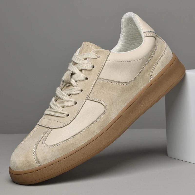 Fashion Men's Flats Genuine Leather Outdoor Daily Vulcanize Shoes Fashion Casual Sneakers Comfort Sports Flats Male Walking Footwear