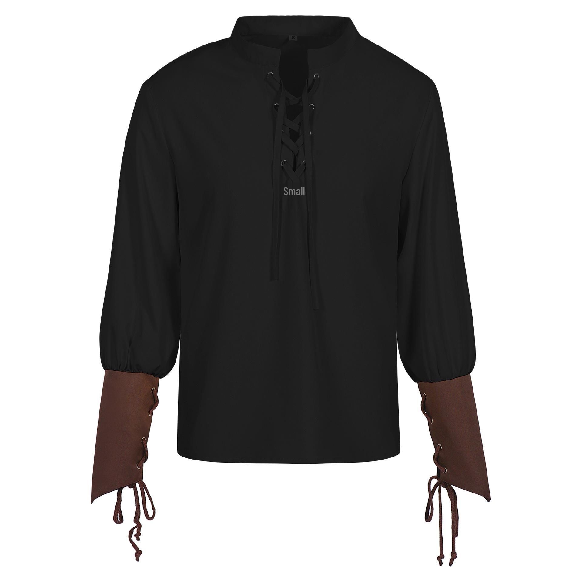 

Sky-High Pirate Costume Set: Feathered Renaissance Shirt & Medieval Vest for Halloween M