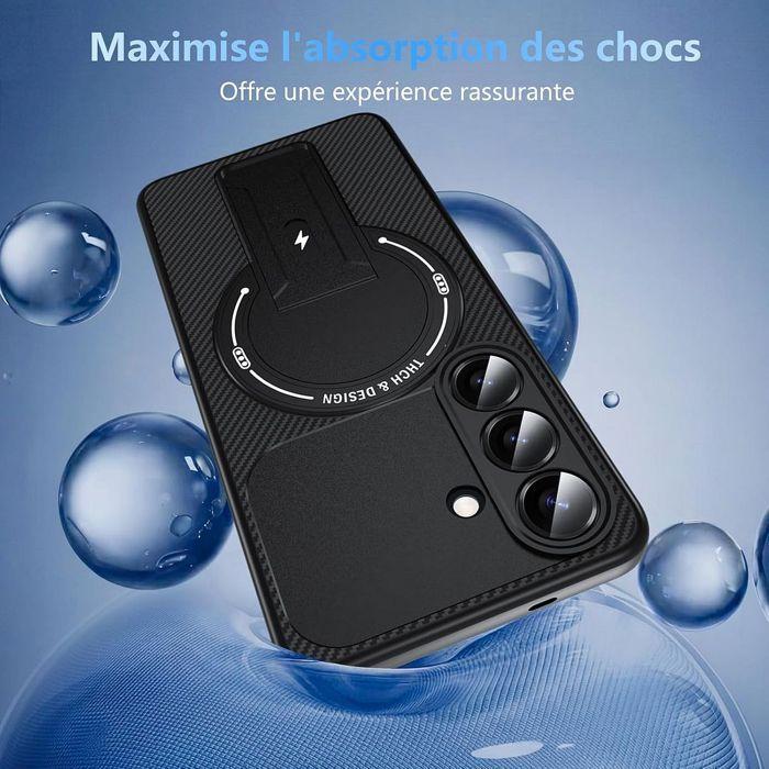 Coque pour Samsung Galaxy A56 5G, Antichoc avec Cercle Magnétique et Support - Noir