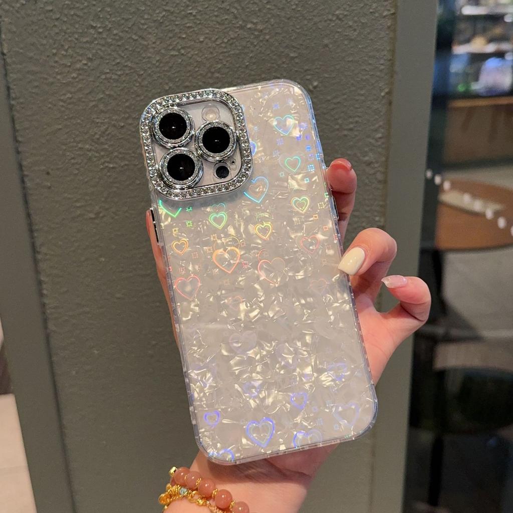 Shell Pattern Diamond-studded Fine Hole Lens Is Suitable for IPhone17ProMax Mobile Phone Case Apple 15 Premium Sense 14/13p and Other Models