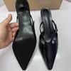 Elegant Pointed Toe Women Mules Shoes Sexy Black Buckle Strap Traf Casual Party Ladies High Heels Sandals  Summer Slingbacks