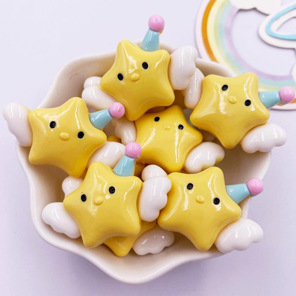 Resin Kawaii Colorful Cartoon Angel Star Baby Flatback Stone Figurines 6PCS DIY Bow Scrapbook Accessories Home Decor Crafts