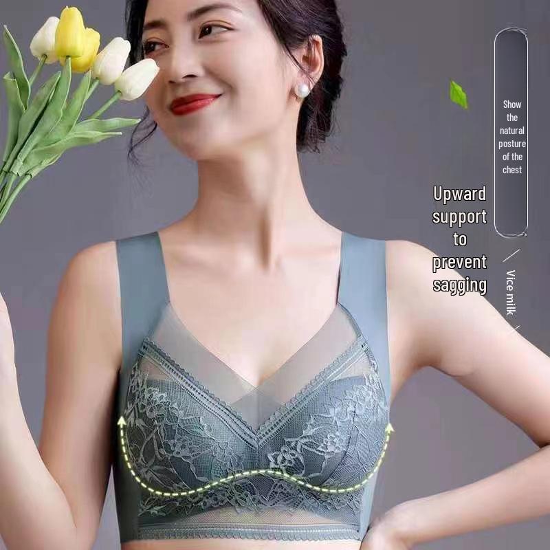 

884 Plus Size Seamless Lace Full Cup Bra - Supportive No Steel Ring Design XS