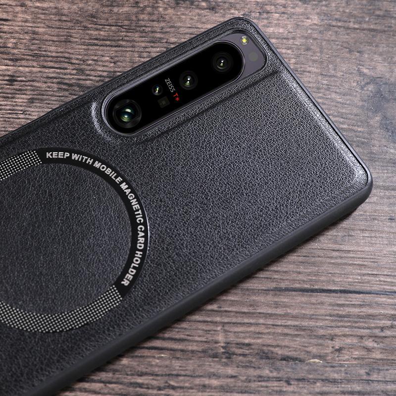 Pro Sony Xperia 1 V Magnetické Tenké Pouzdro PU Kůže PC TPU Kryt na Telefon Kompatibilní s MagSafe