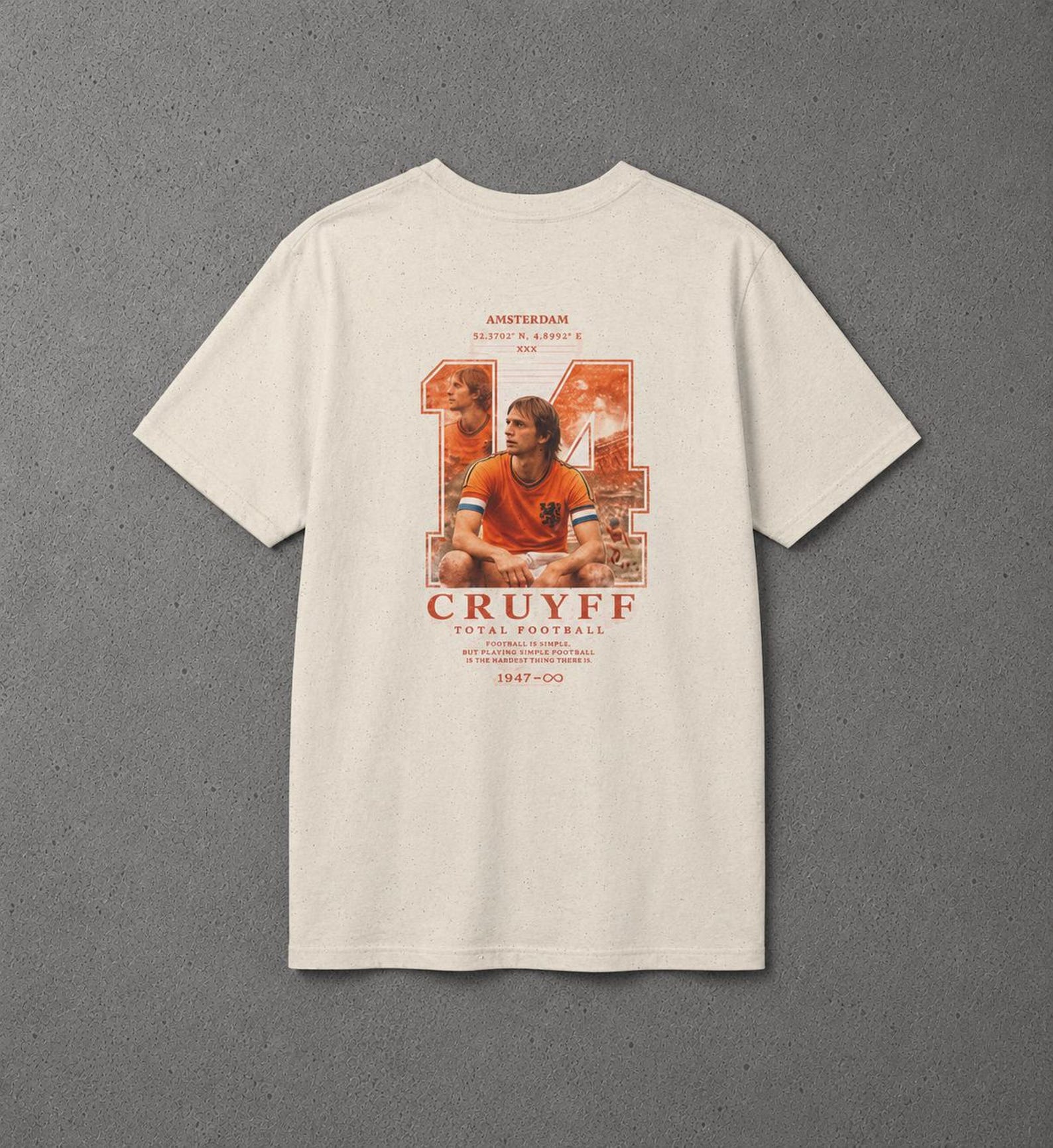 Johan Cruyff Vintage Football T-Shirt, Retro Total Football Tee, Amsterdam Legend Streetwear S