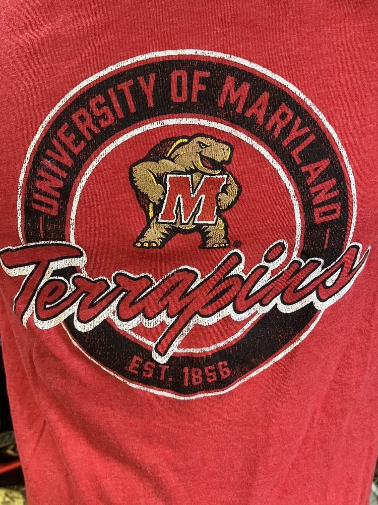 University Of Maryland Terrapins Red Vintage Look Medium Ladies Red T-Shirt Unisex T-Shirt XXXL