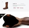Men's Size 48 Leather High-Top Boots - Retro Cowboy Style for Spring, Autumn, and Winter