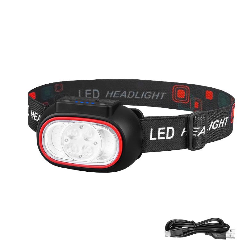 Powerful 4 LED Sensor Headlamp USB Rechargeable Headlight Led Head Torch Camping Search Light Head Flashlight Fishing Lantern