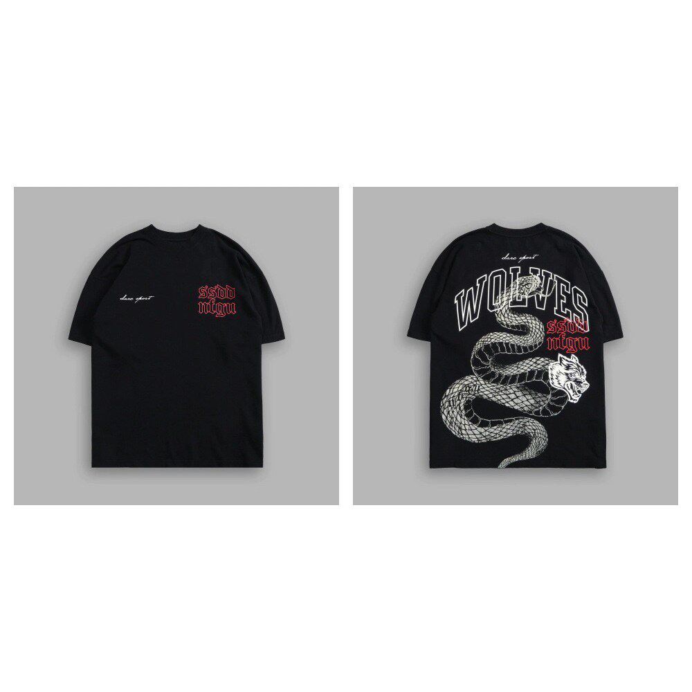 New DARCSPORT Wolf Head Bushido Short Sleeve Men's and Women's Oversized Yk2 American Sports and Leisure Loose Printed Cotton T-shirt