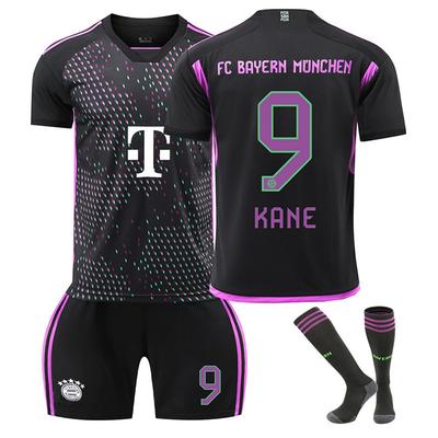 Teens Kinder Erwachsene Fußballtrikots Sport Trainings Trikot Set mit Socken 2023-24 Bayern Auswärts #9 Harry Kane
