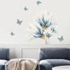 Watercolor Blue Flowers And Butterfly Wall Stickers For Living Room Bedroom Wall Decals Wardrobe Stickers PVC Removable Poster