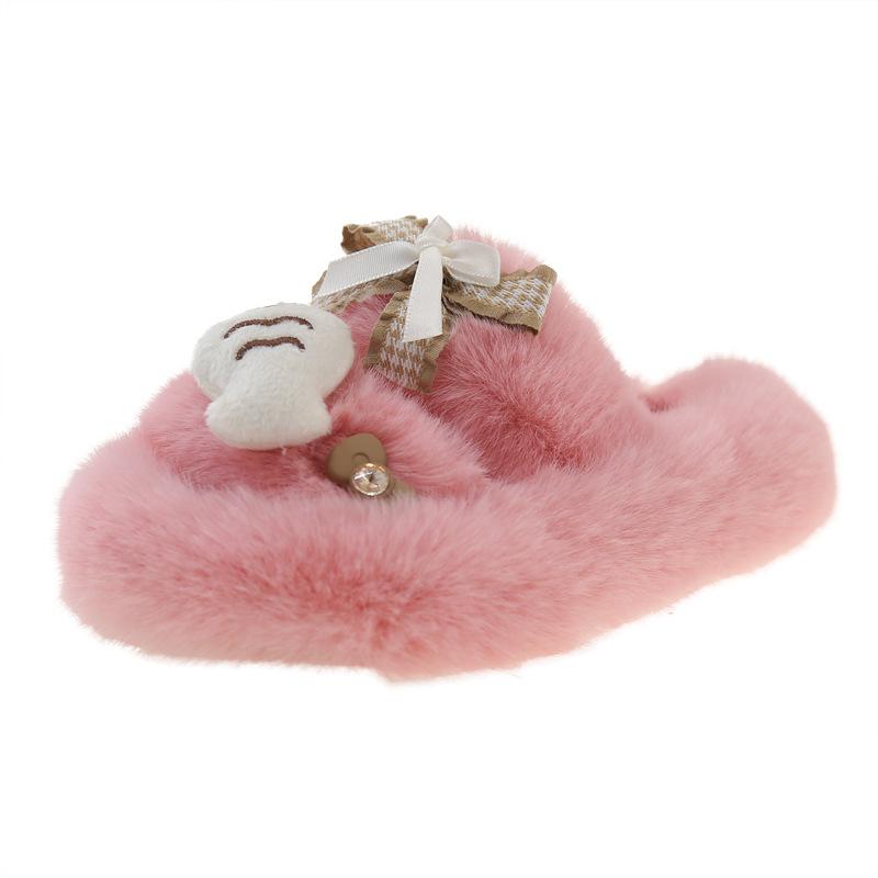 Dětské roztomilé nadýchané pantofle pro venkovní nošení 2025 podzim a zima nové módní domácí termo bavlněné pantofle s tlustou podrážkou korejské