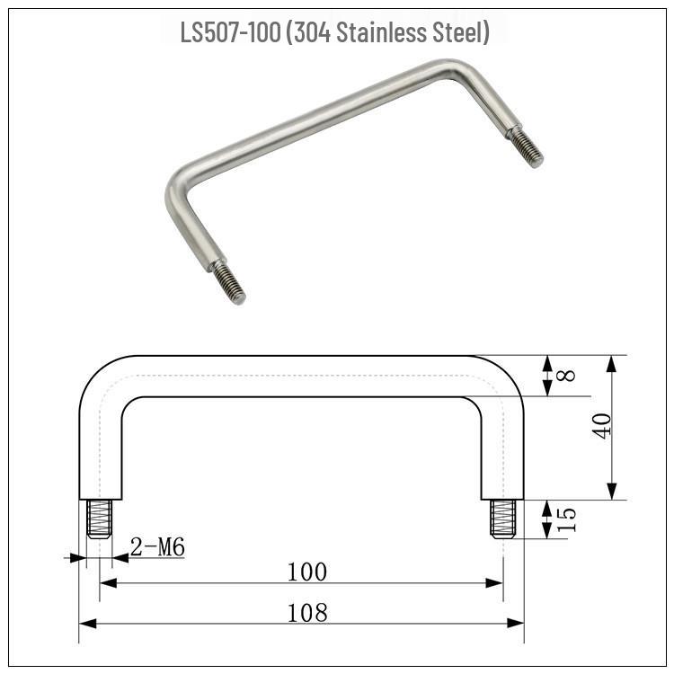 LS507 Solid Handle External Thread Pull Handle for Cabinets and Doors, Carbon Steel and 304 Stainless Steel