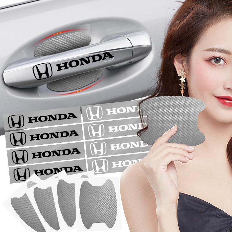 Car Door Sticker Carbon Fiber Scratches Auto Handle Protection Film For Honda Fit Mugen Insight Type S R VTEC Modulo Vezel SiPilot Fit XRV CRV HRV Dio