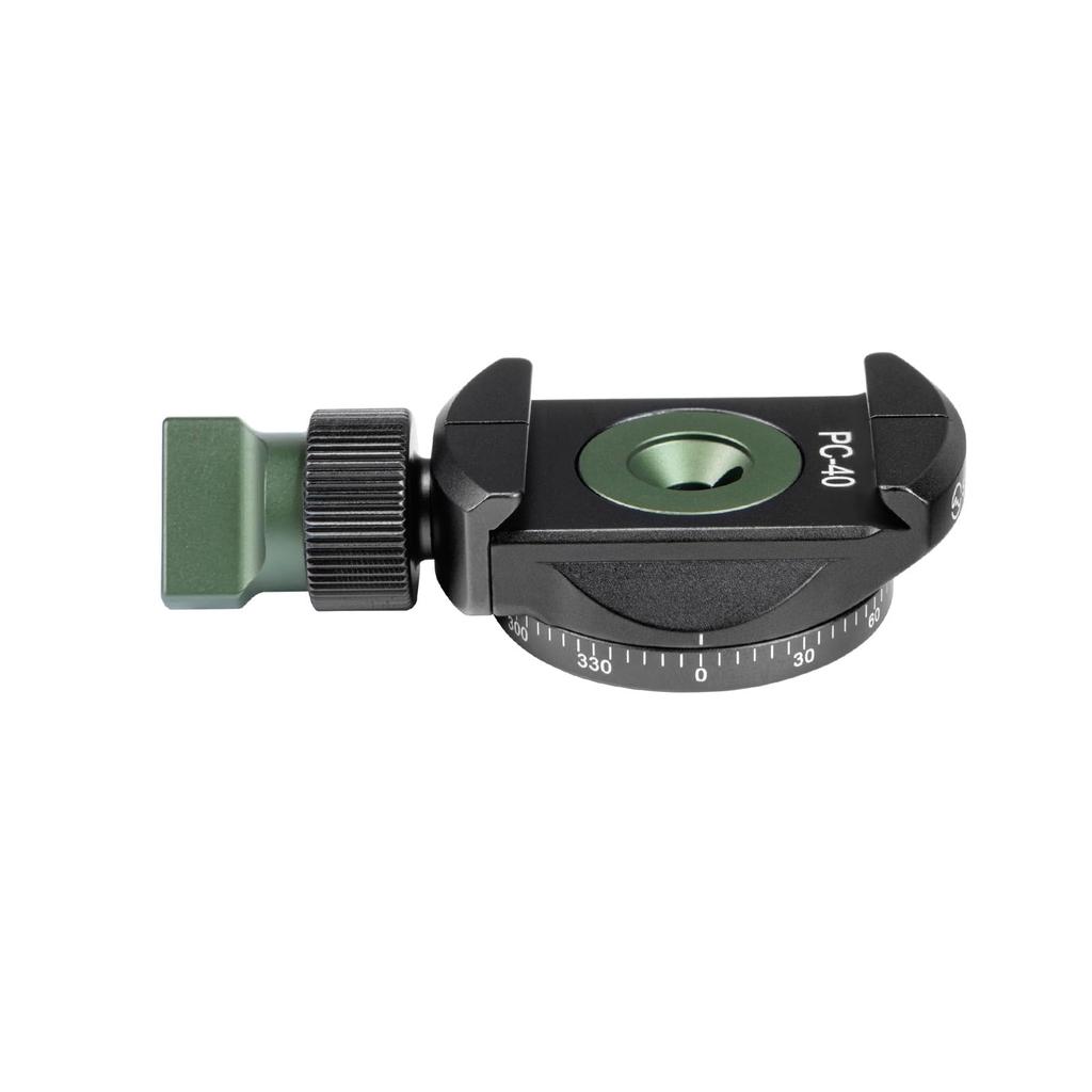 SWFOTO Mini Tête Panoramique 40mm Panoramique 38mm Plaque QD PC-40T Ensemble 360°, Pince, PC-40 + Arca-Swiss SP-38QB