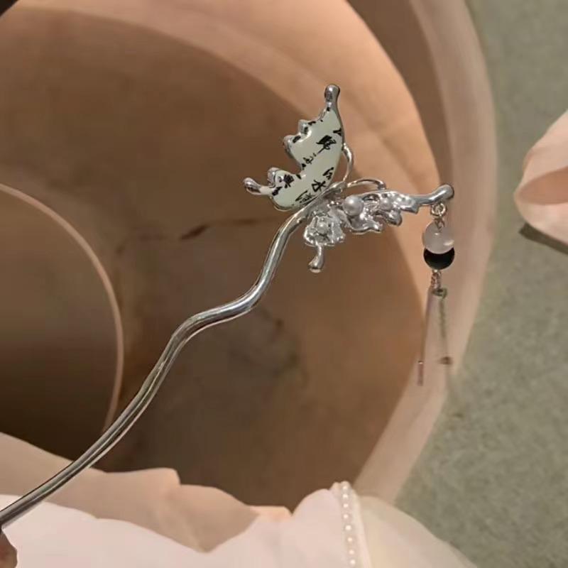 Four Seasons Chinese Tassel Hairpin: Ancient Style Hanfu with Fresh Pearl and Jiangnan Classical Cheongsam Hair Accessory