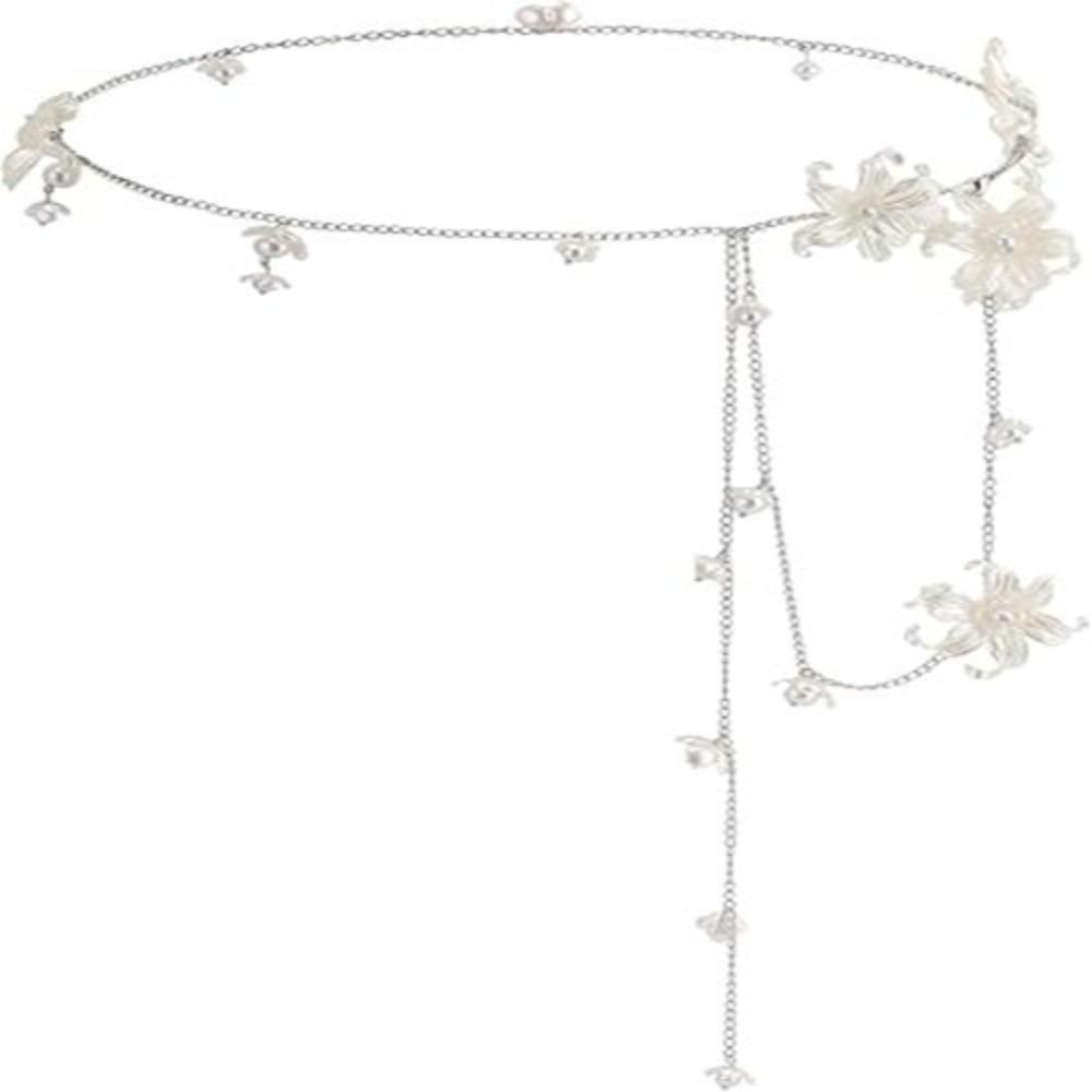 Y2K Metal Belly Chain Silver Bohemian Body Chain Elegant Flower Waist Chain Girls серебряный
