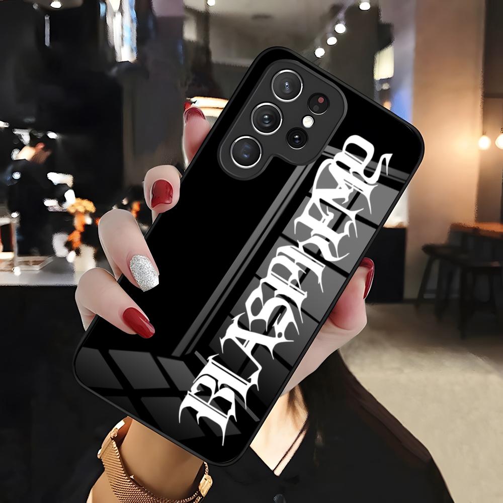 

Blasphemy Band Phone Case For Samsung S26 S25 Edge Ultra 24 23 22 21 Ultra Plus Fe A55 56 15 4G 5G Glass Cover Galaxy S23 Plus