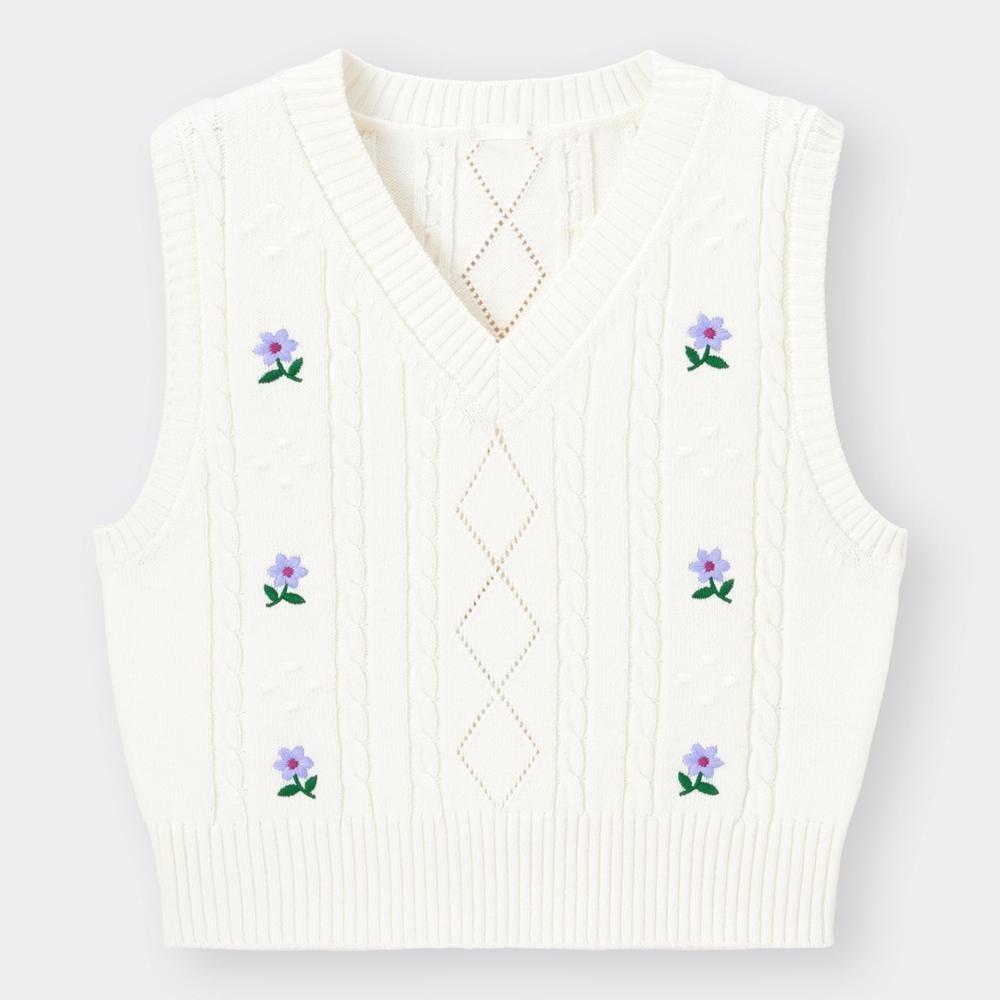 

Вязаный жилет с вышивкой GU YT+E