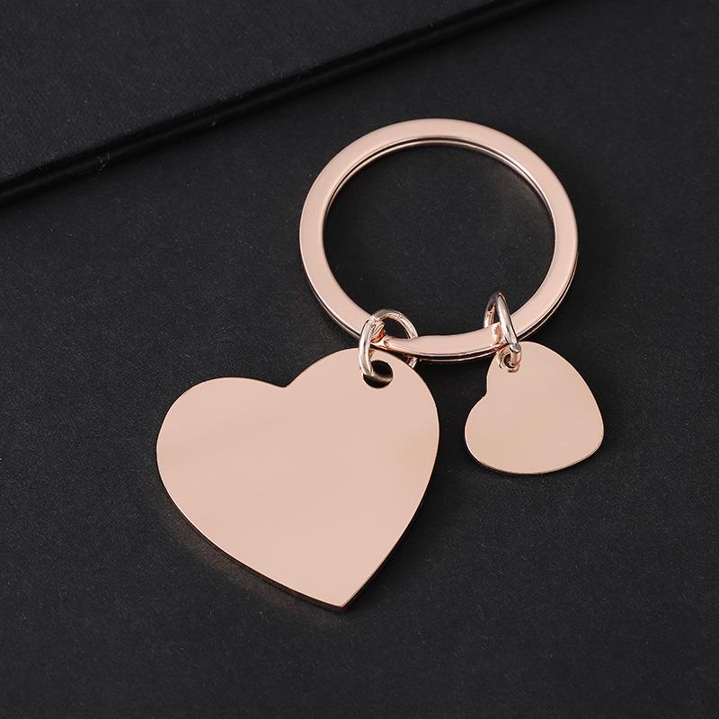 Stainless Steel Heart-Shaped Laser Engravable Metal Keychain Gift
