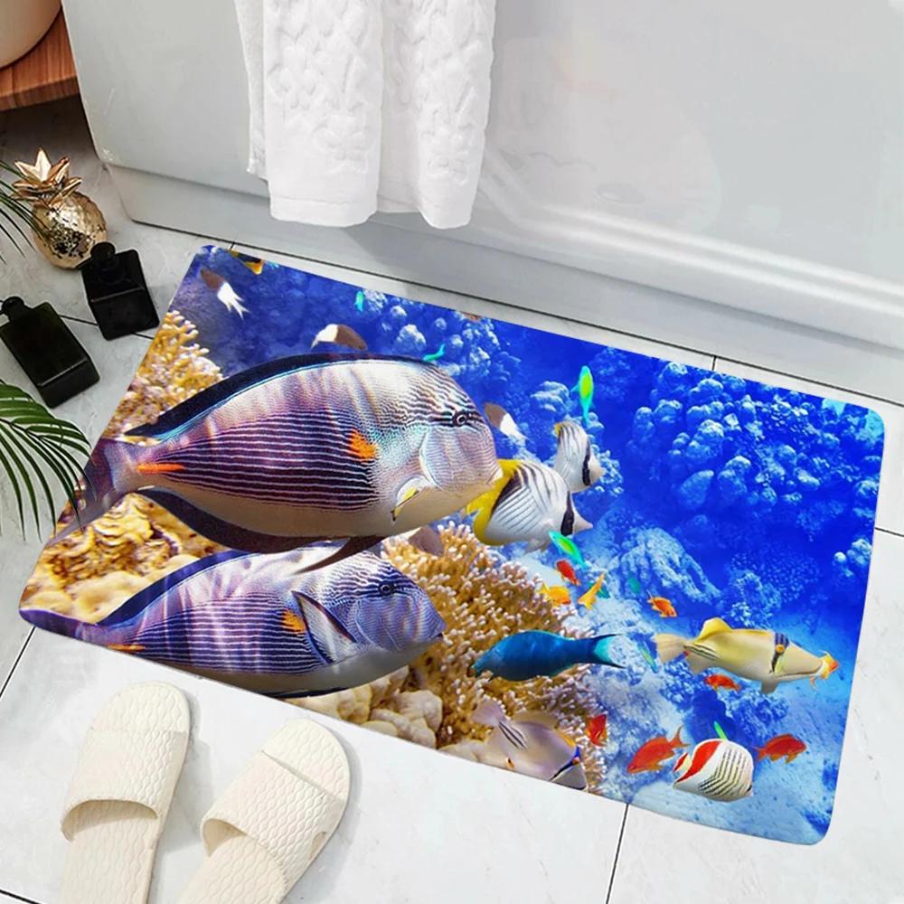 Hot Selling Model Fishing Lure Hard Bait House Door Mat Decoration 3D Printing Animal Floor   Non-Slip Soft Flannel Rug