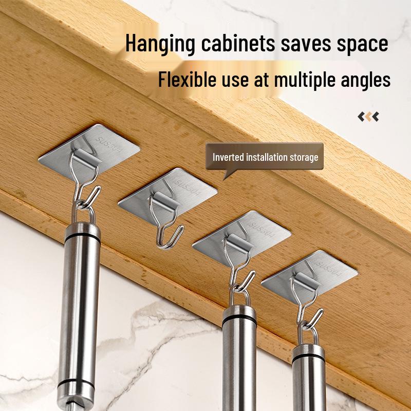Stainless Steel Adhesive Hook - No Drill, Multifunctional for Bathroom or Door Use