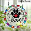 2D Flat Acrylic Paw Print Suncatcher, 7.87/11.81in Colorful Love Pet Window Hanging, Stained Style Decor, Pet Lover Gift