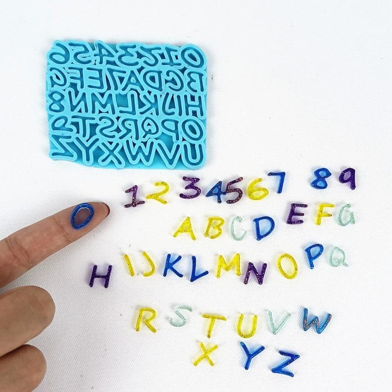 DIY Basteln Polymer Clay UV Epoxidform Englische Buchstaben Alphabete Zahlen Anhänger Dekorationen Schlüsselanhänger Harzform Silikonform