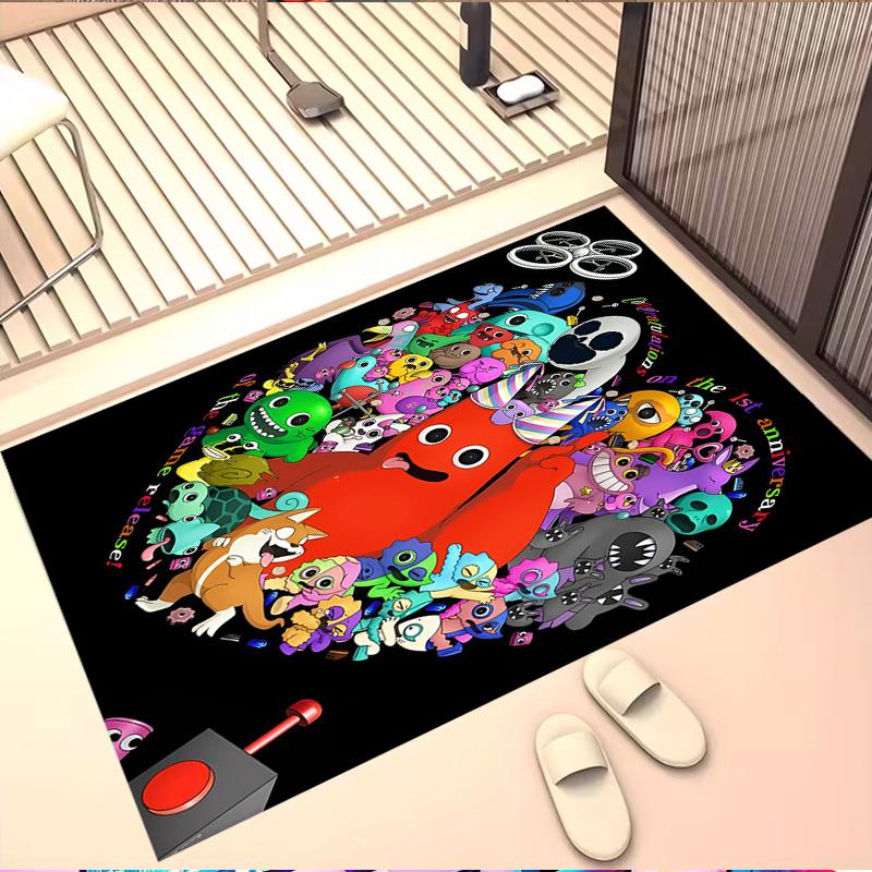 Game Rainbow Friends Print Rug, Washable Floor Carpet, For Entryway Dorm Laundry Room Office Study, Home Decor Birthday Christmas Gift