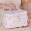 Fashionable Bowknot Quilted Makeup Bag Accessory for Women Daily Casual Use Elegant Travel Cosmetic Storage Items