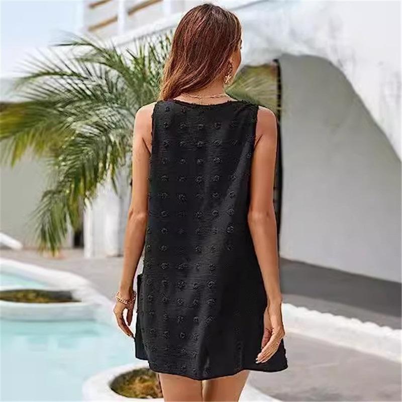 Women's Casual Summer Small Sling Seaside Beach Blouse V neck Loose Vest Sling With Pockets