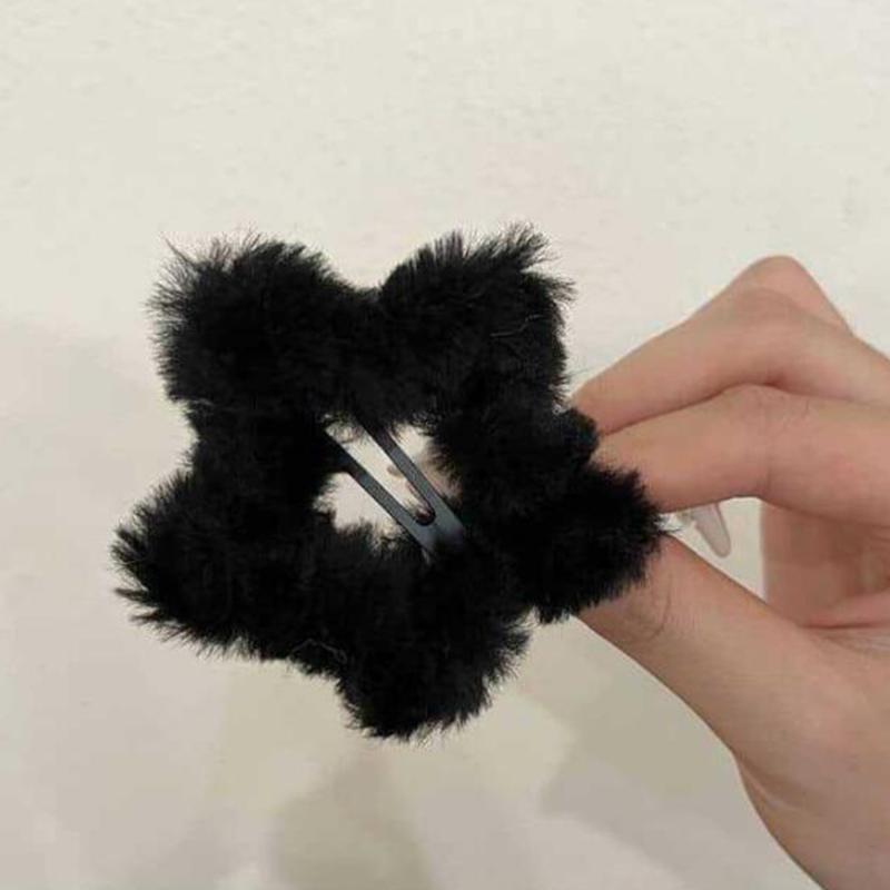 Lot de 5 épingles à cheveux en forme d'étoile pour femme, accessoires de coiffure, mignons et flous, pour l'automne et l'hiver