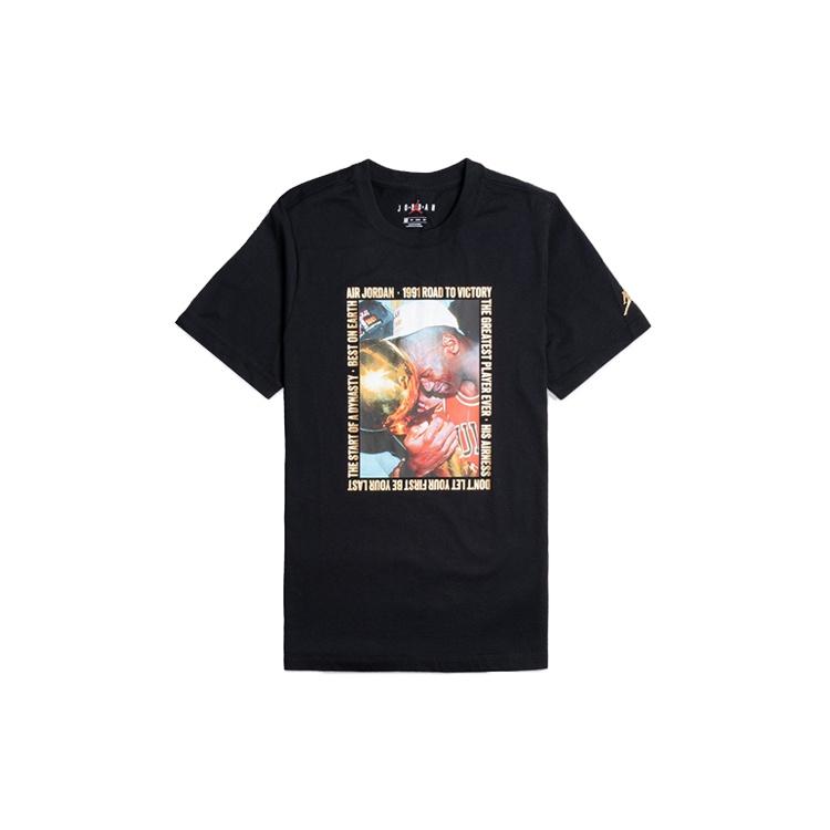 Air Jordan Remastered Photo Tee Classic Printing Round Neck Short Sleeve Black Men s AT8936-010 S