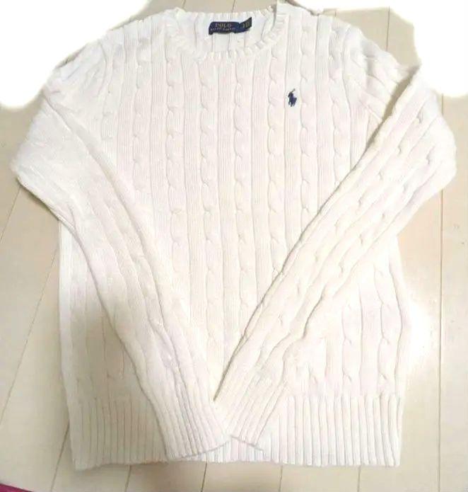 [USED] Polo Ralph Lauren Cable Knit Sweater, Size Small, White