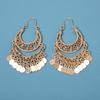 Bohemian  Trendy Gold Sequin Tassel Hoop Drop Earrings Women's Luxury Ethnic Style Party Bridal Gift Accessories